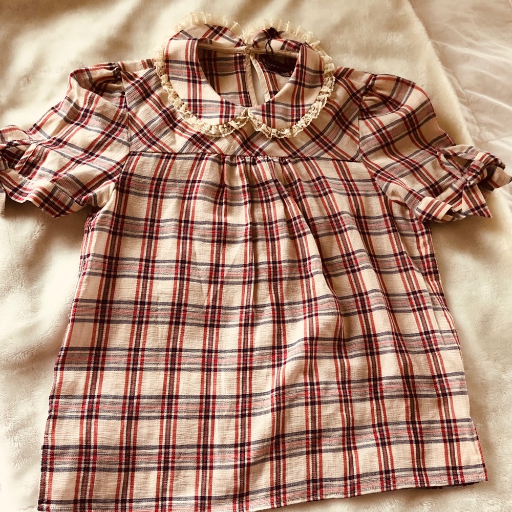 Zara Check Print Blouse